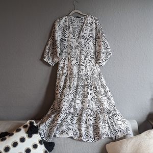 Zara Black and White Midi Dress